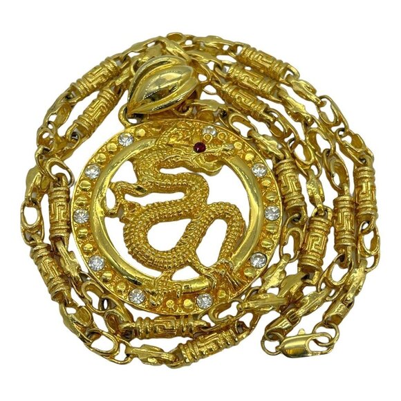Dragon Pendant Gold Metal Necklace Made with solid metal weighs 118 grams - Picture 11 of 12